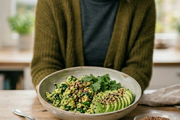 Grünes Rührei mit Avocado